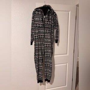 Victoria's Secret PINK Black and Pink Fair Isle Onesie Sz Medium